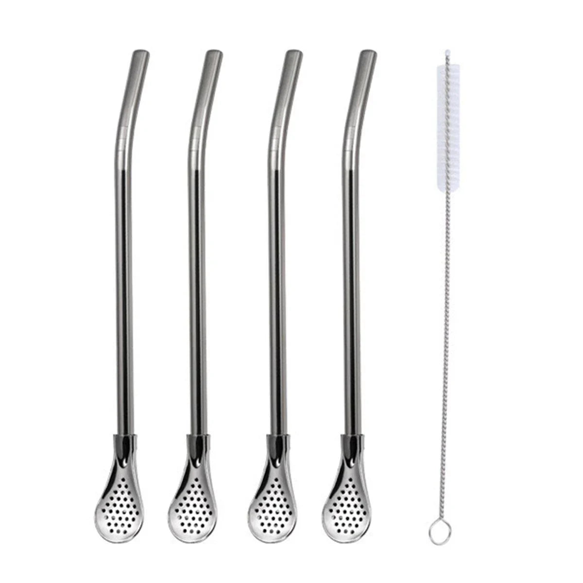 Straw Spoon Drink Strainer Stirrer 5PCS