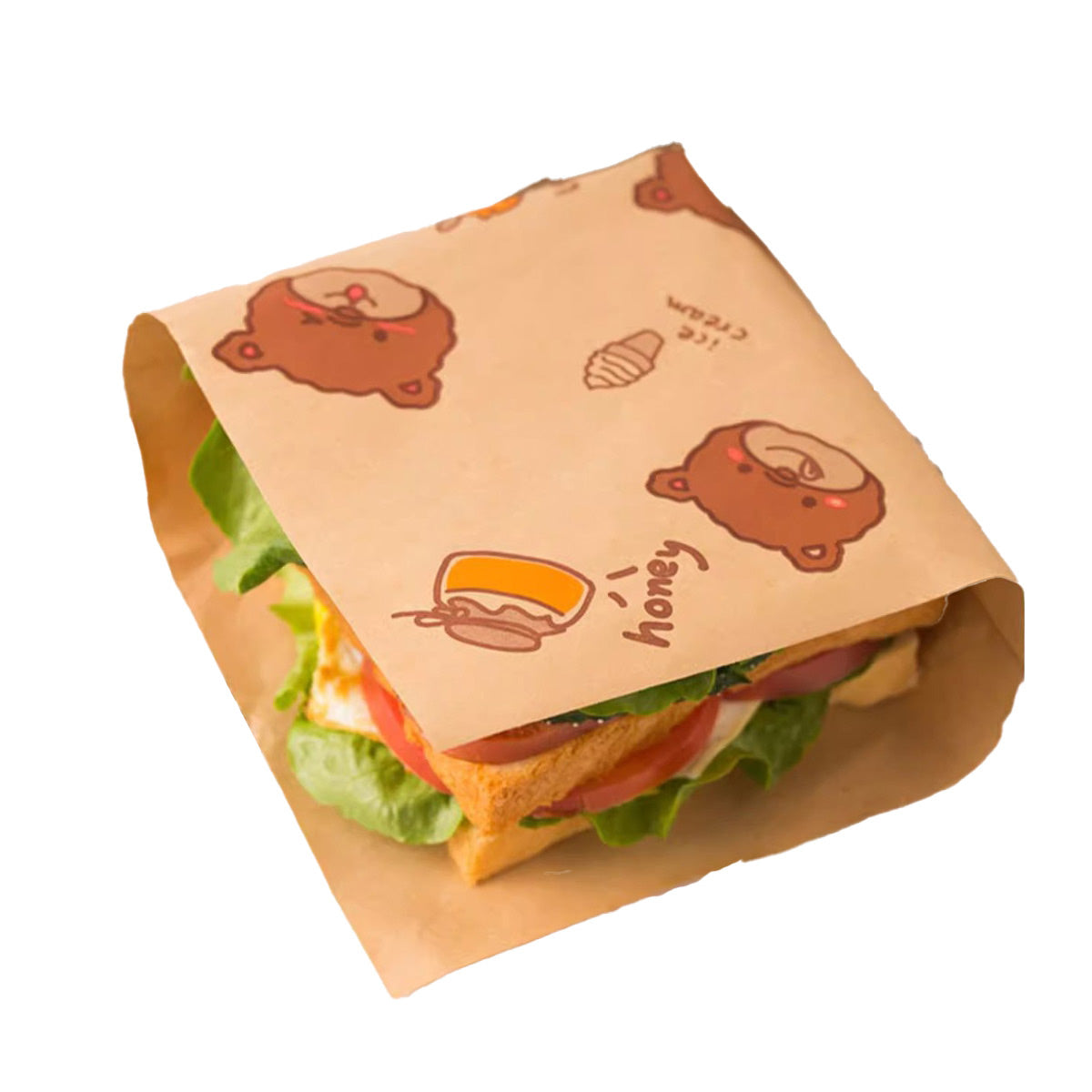 50PCS Sandwich Disposable Paper Bags Food Grade Oil Proof