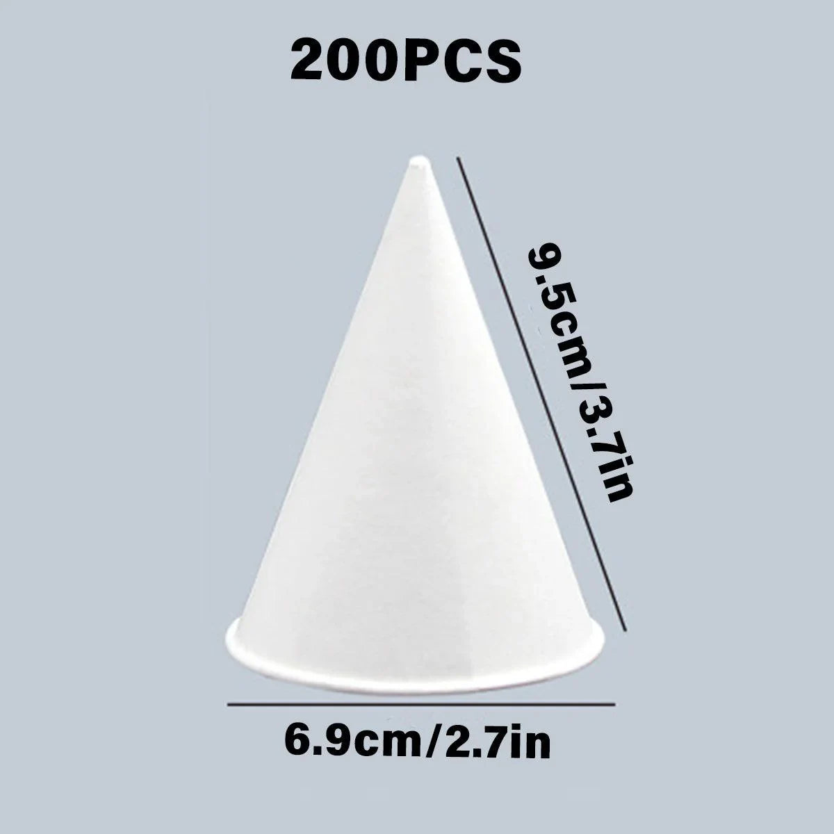 White Paper Cup Conical Pointed Bottom 200PCS
