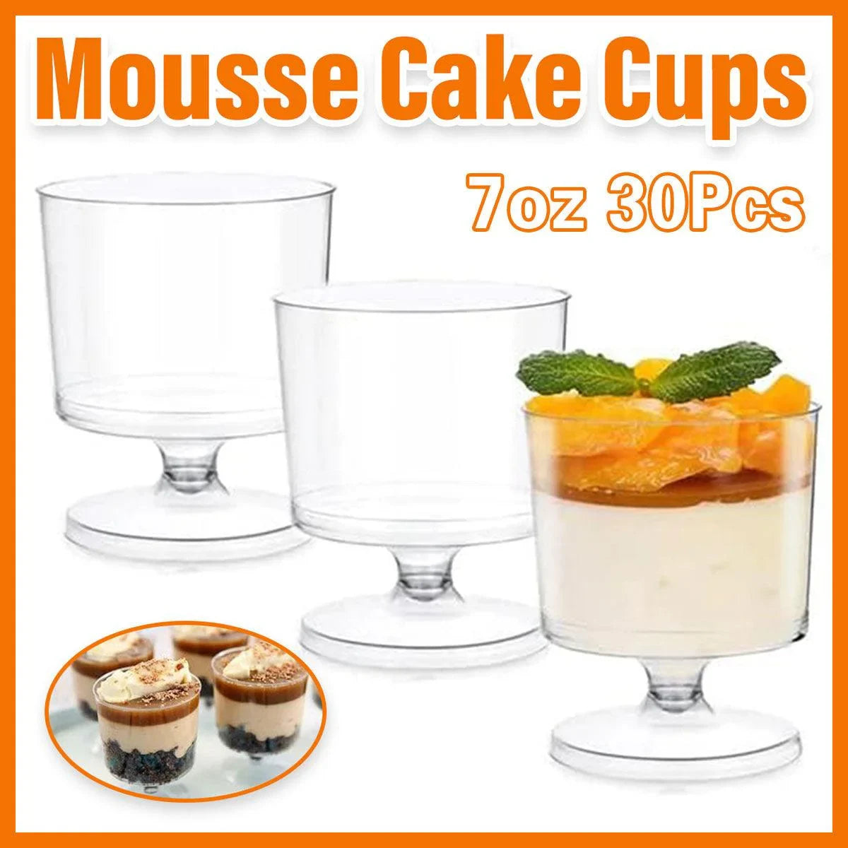 Clear Hard Plastic Mousse Cake Cup 30PCS