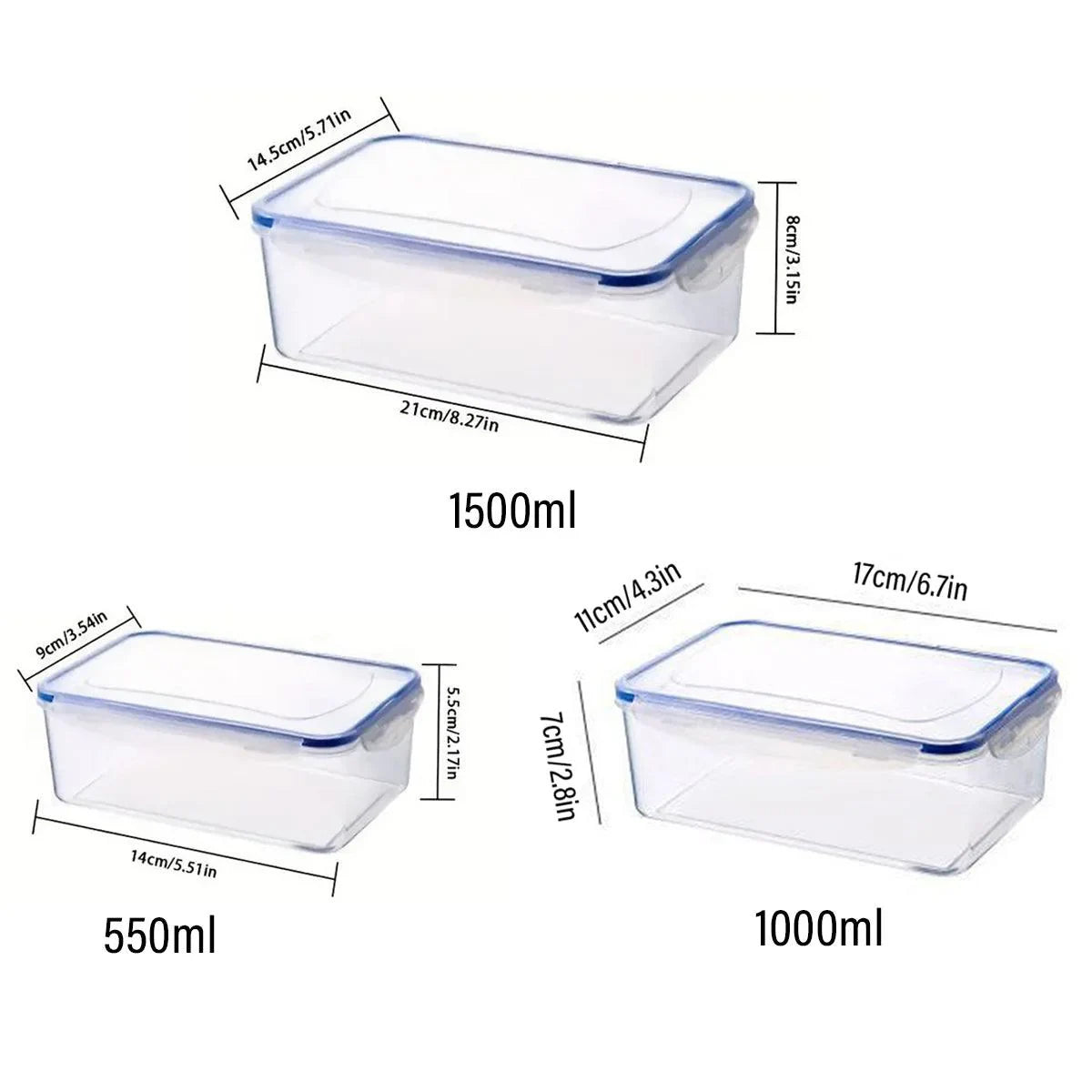 Clear Airtight Food Storage Containers 3PCS