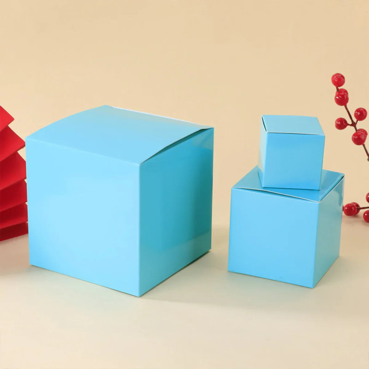 50pcs Colourful Square Paper Gift Packaging Boxes