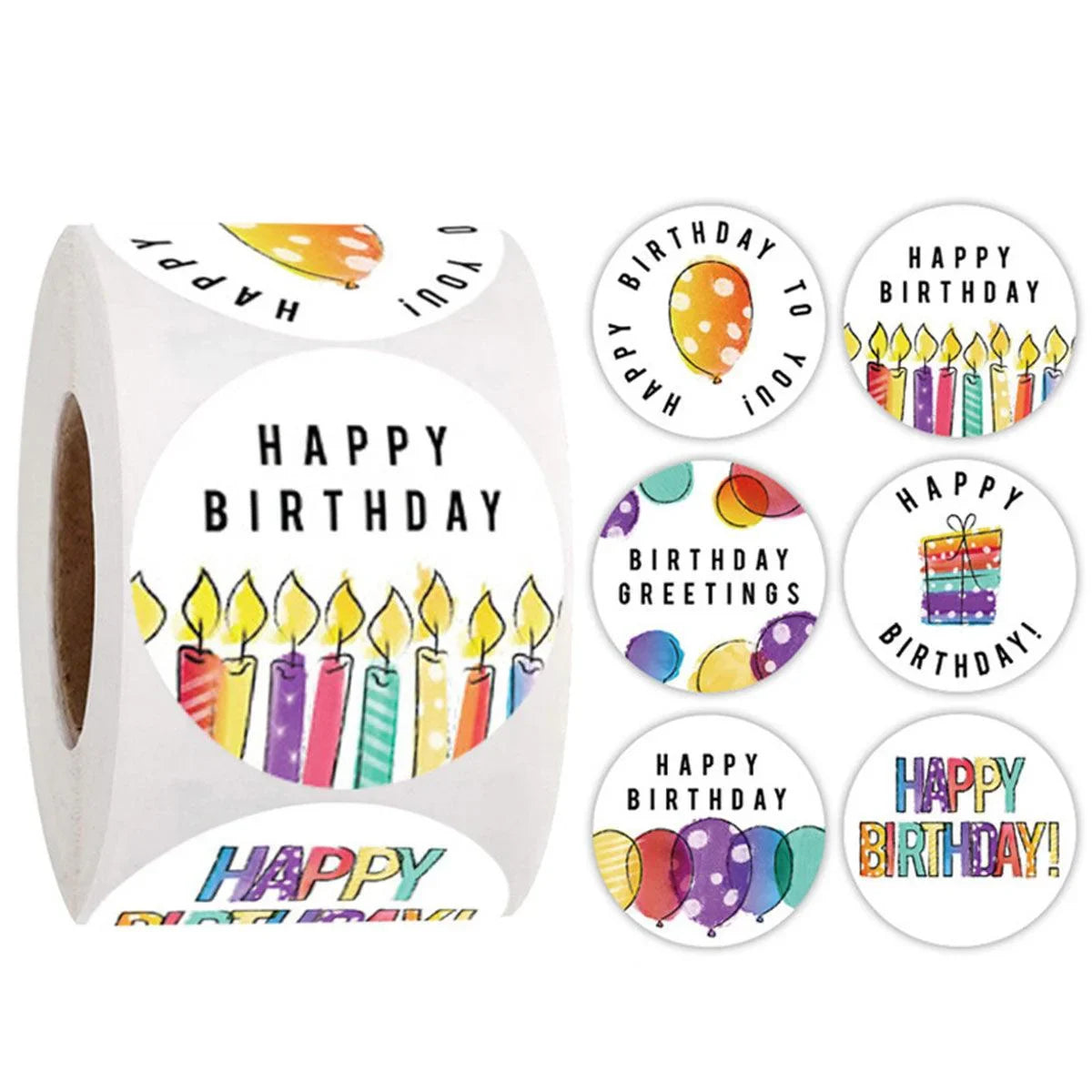 Happy Birthday Stickers Labels 2 Rolls