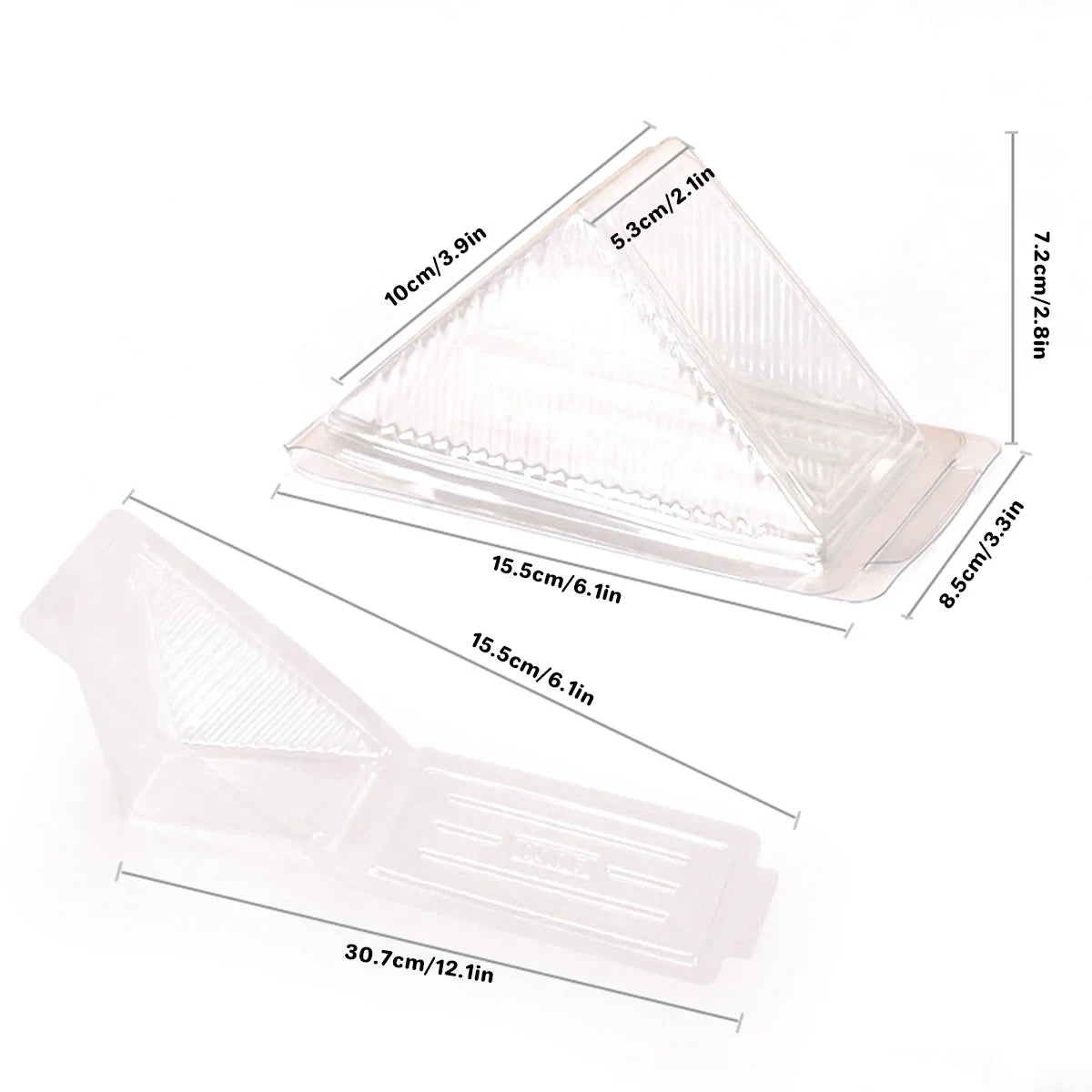 100pcs Transparent Triangle Plastic Sandwich Boxes