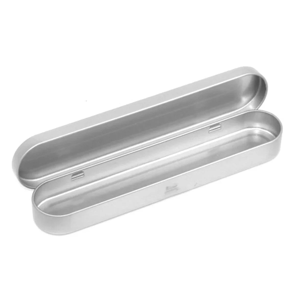 Portable Metal Pencil Case - Silver Hinged Tin Box For Pens, Makeup Brushes, Stationery Organizer