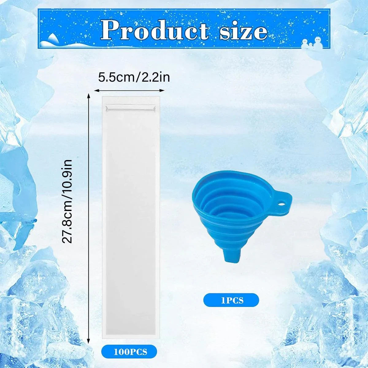 Disposable Ice Popsicle Bags Clear Plastic 100PCS