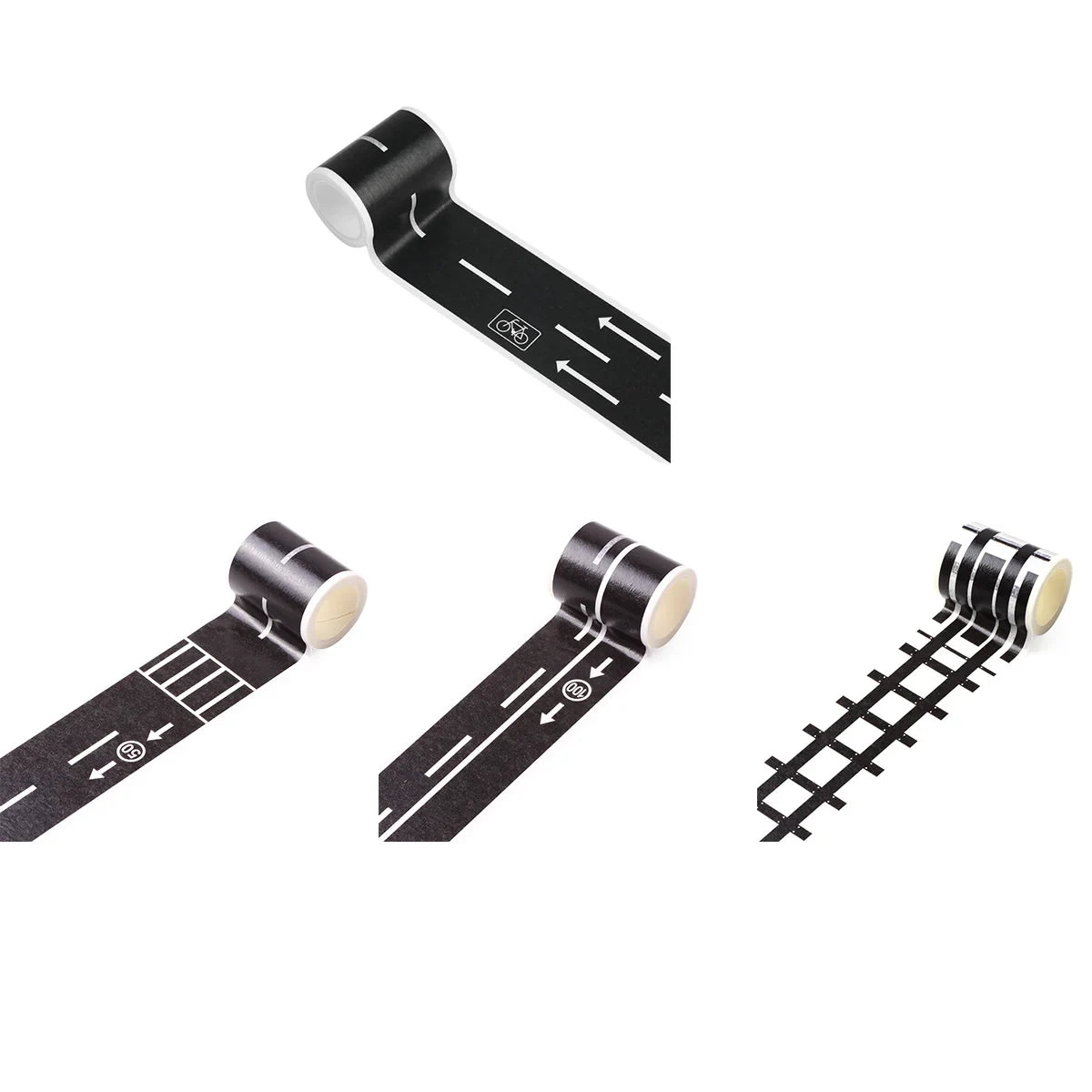 Cartoon Road Rail Transit Tape Sticker 4PCS