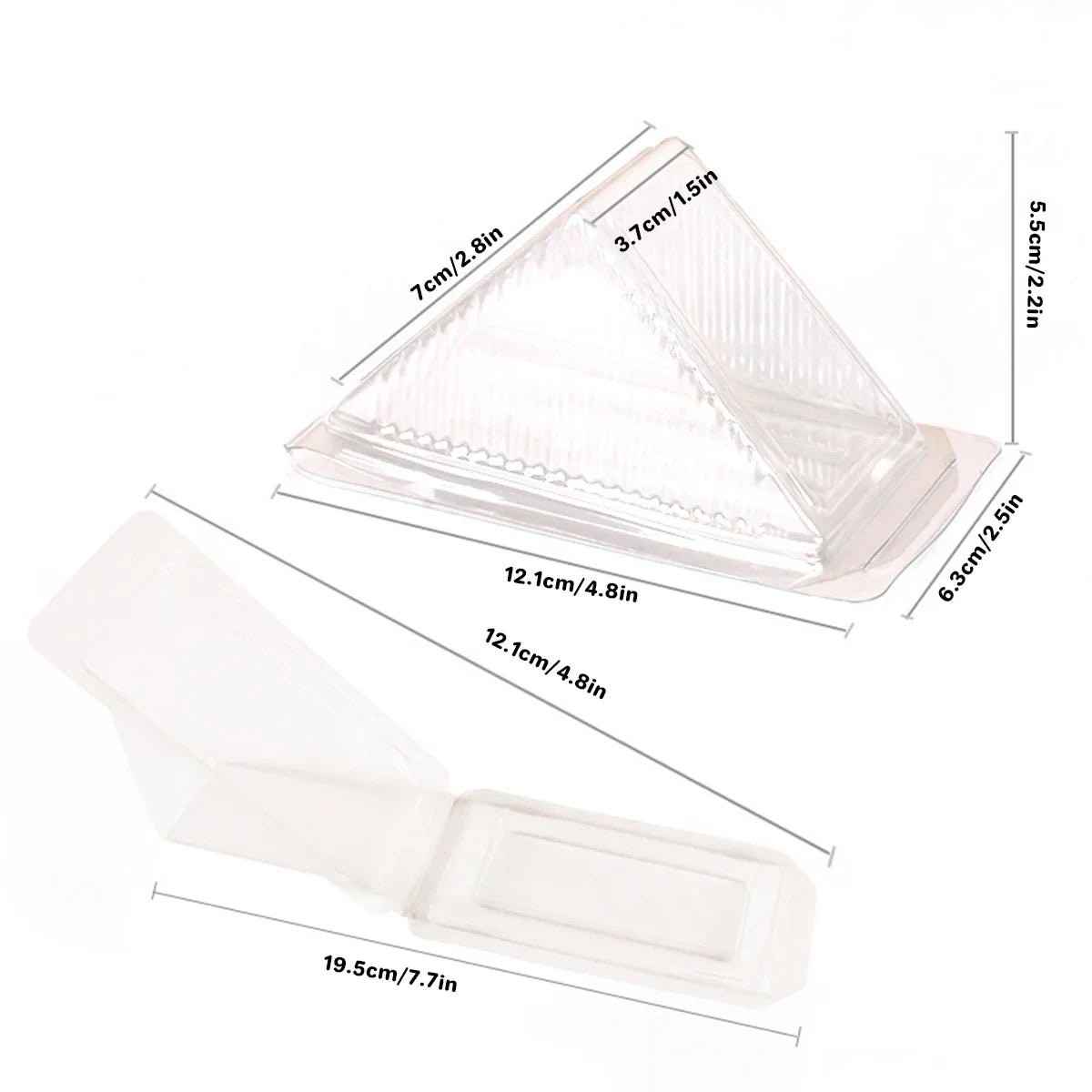 100pcs Transparent Triangle Plastic Sandwich Boxes