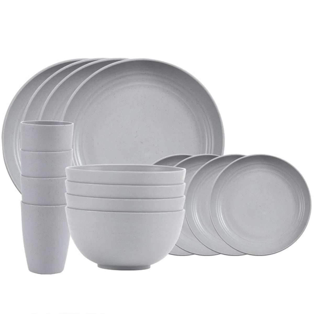 Wheat Straw Tableware Set Plates 16PCS