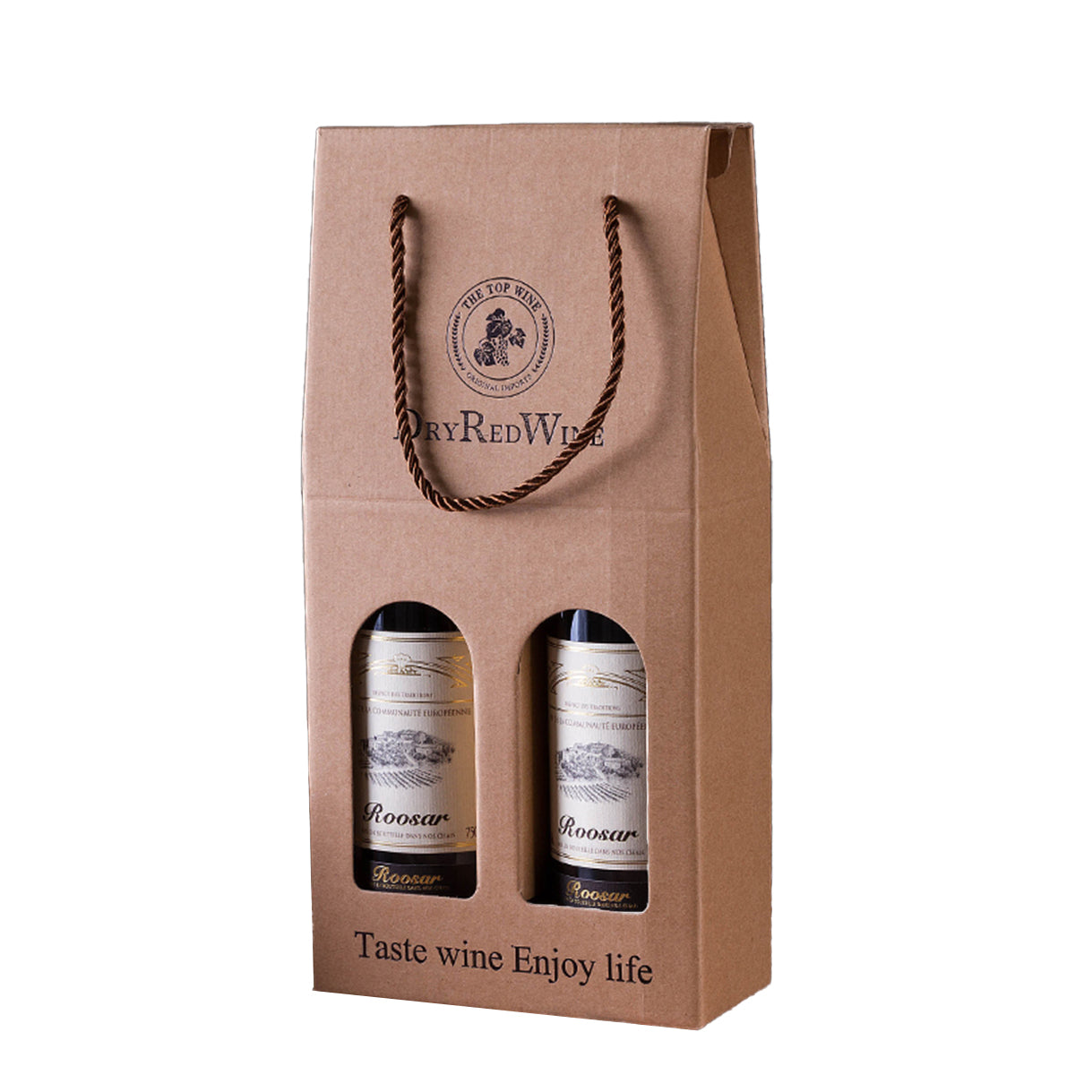Handheld Wine Gift Box Single or Double Bottles Corrugated Cardboard Durable