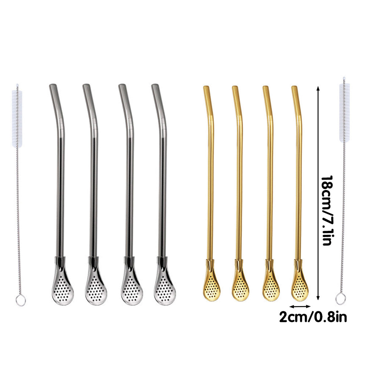 Straw Spoon Drink Strainer Stirrer 5PCS
