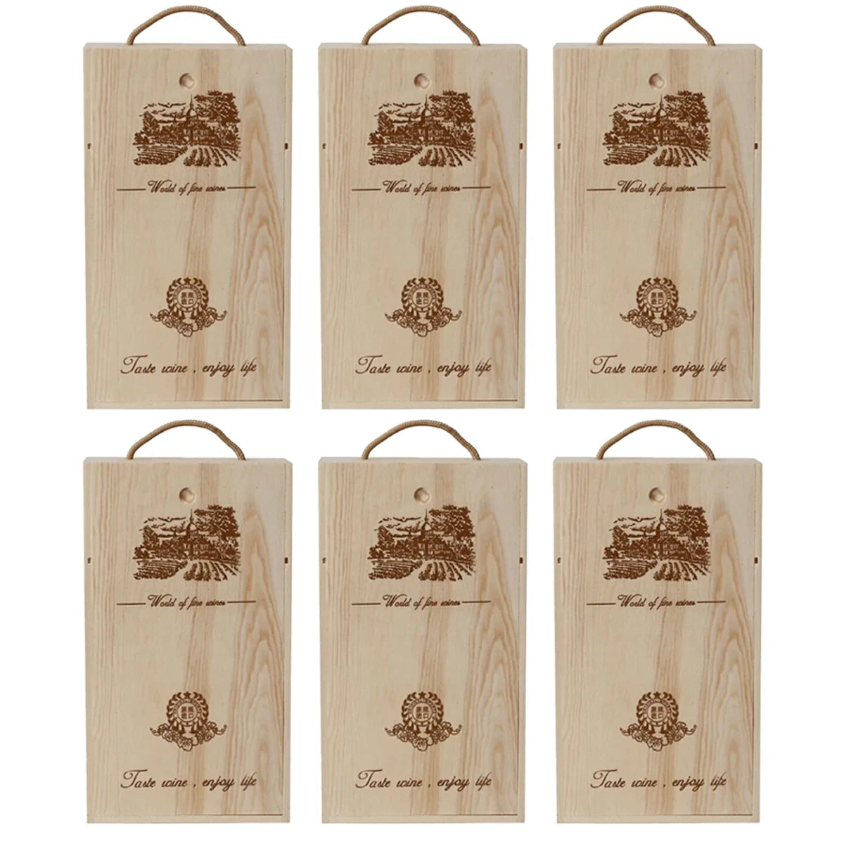 Red Wine Wooden Gift Box 6PCS Pull-out