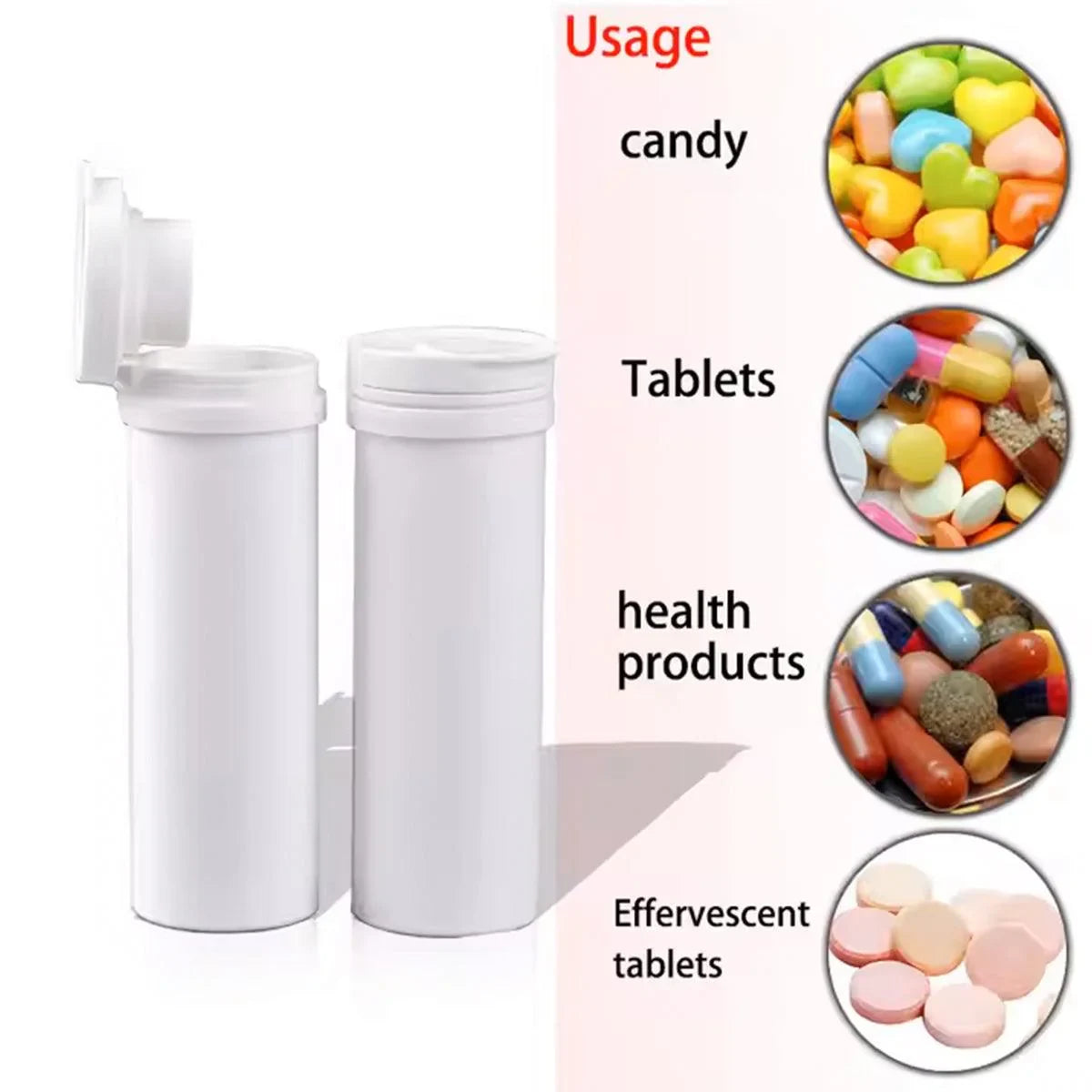 Effervescent Tablet Bottle Plastic Storage Container 50PCS