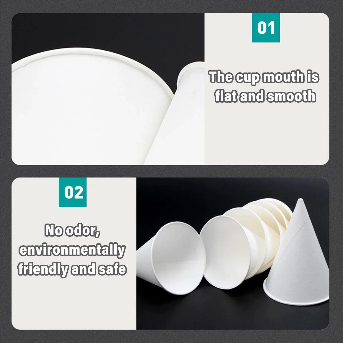 White Paper Cup Conical Pointed Bottom 200PCS