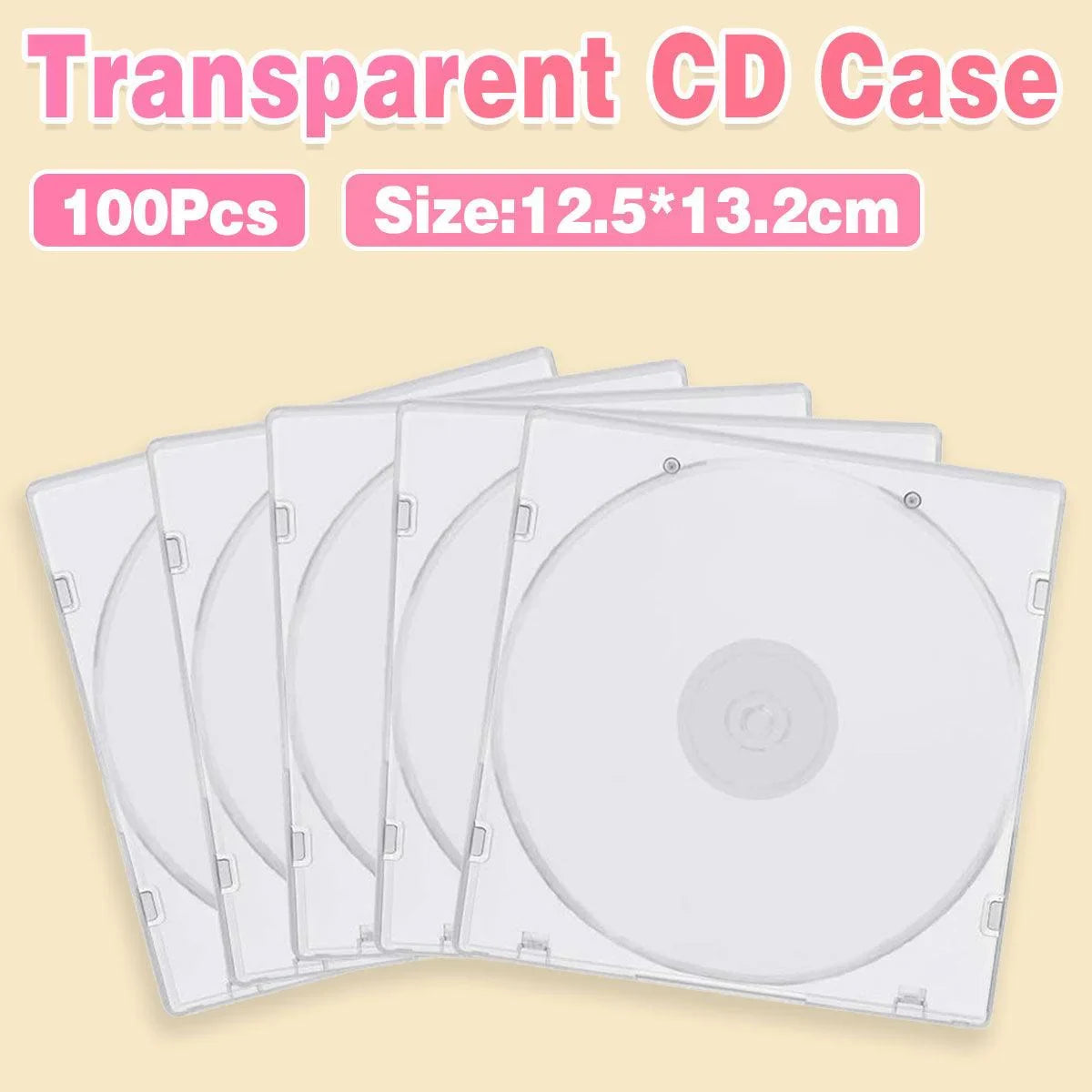 Transparent Square CD DVD Storage Box 100PCS