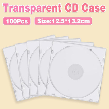 Transparent Square CD DVD Storage Box 100PCS