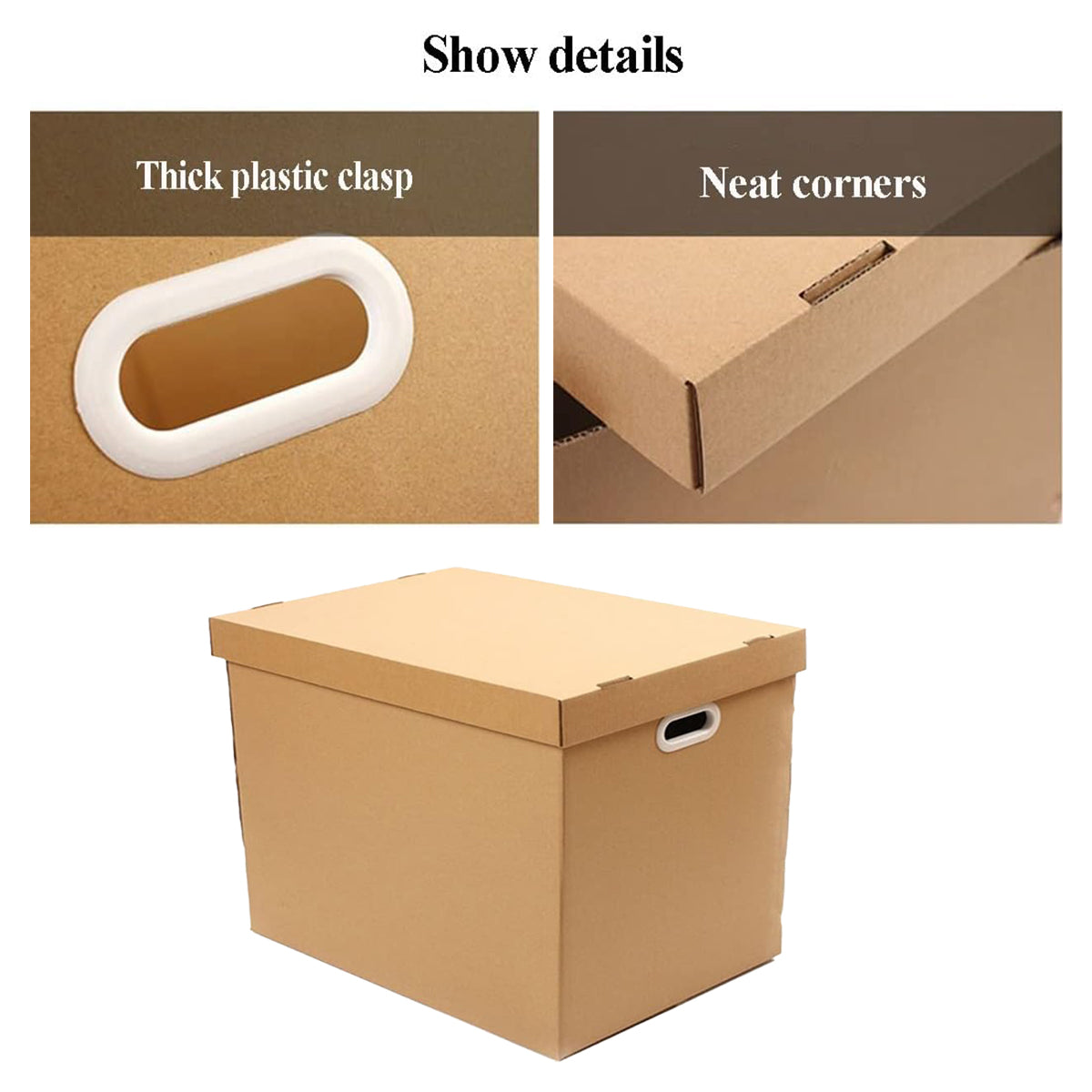 80L Kraft Paper Storage Boxes with Lid Stackable 5PCS