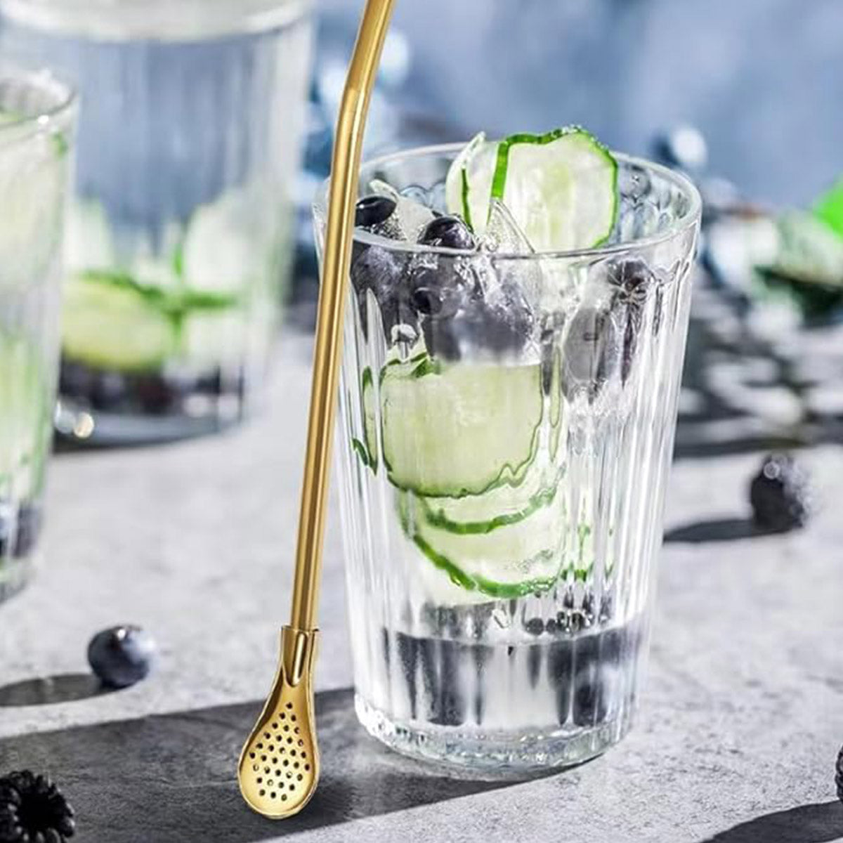 Straw Spoon Drink Strainer Stirrer 5PCS