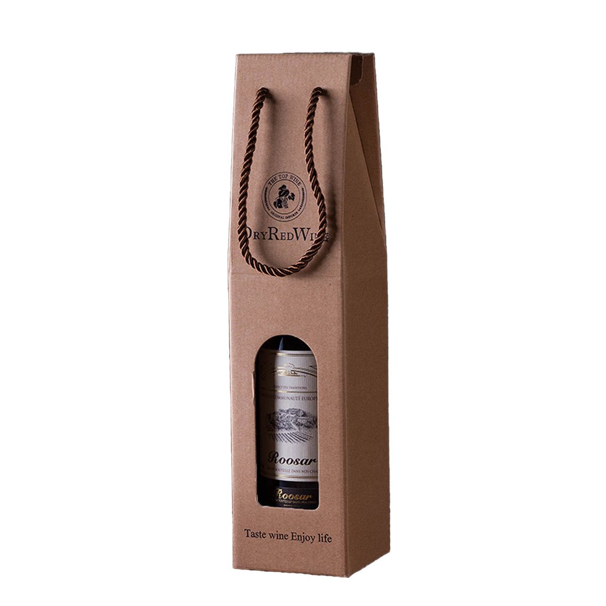 Handheld Wine Gift Box Single or Double Bottles Corrugated Cardboard Durable