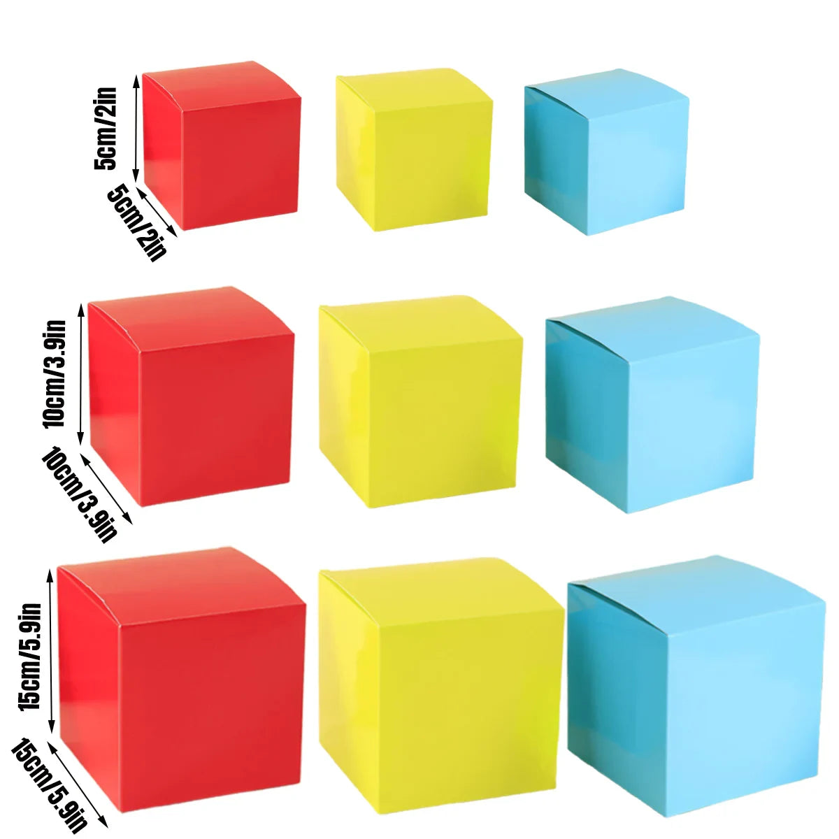 50pcs Colourful Square Paper Gift Packaging Boxes