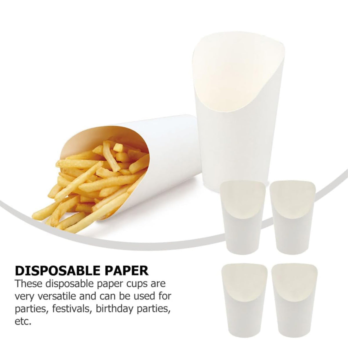 100PCS French Fry Cups 12/14/16oz Food-Grade Oil-Resistant Paper