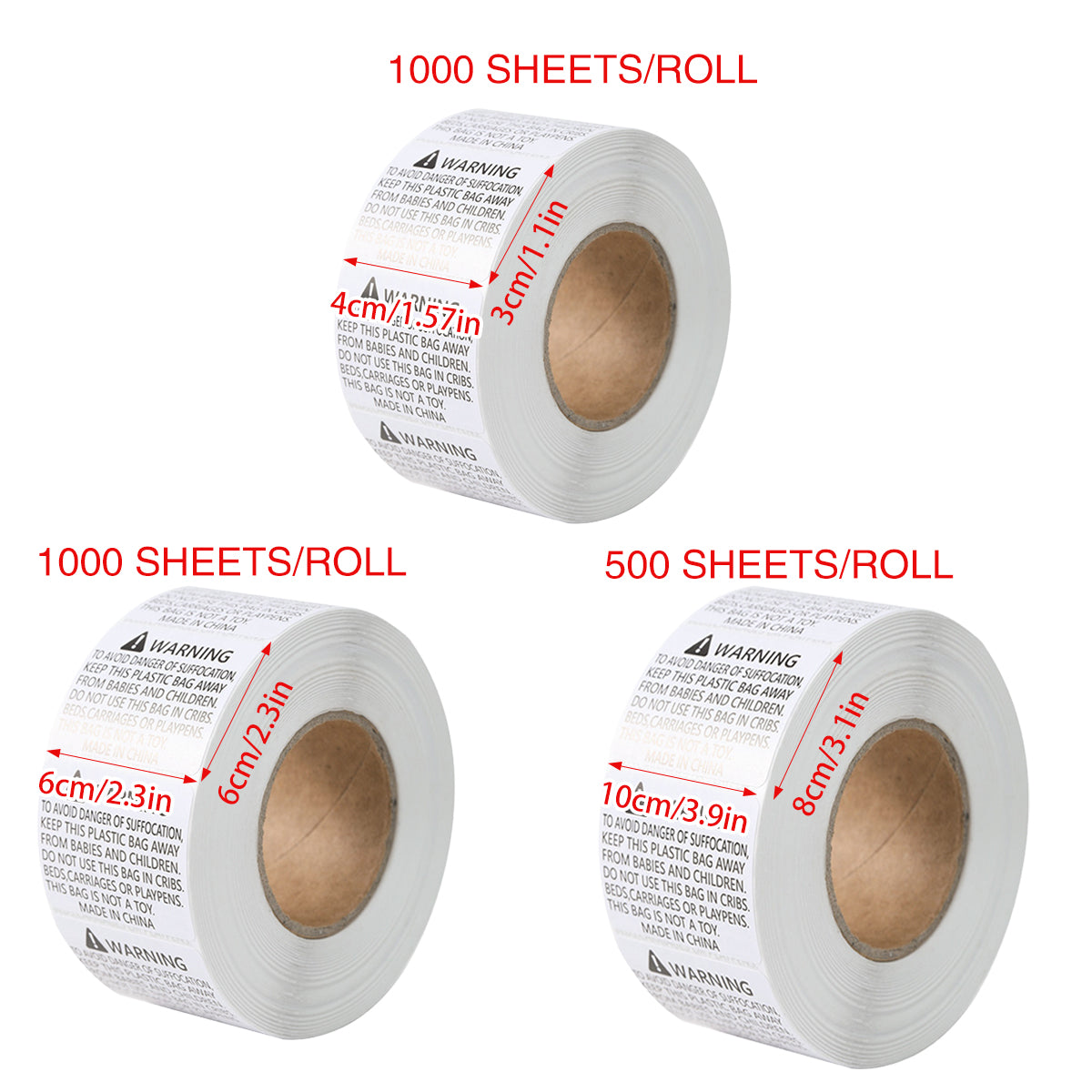 Anti-Choking Warning Labels Water-Based Adhesive Safety Stickers