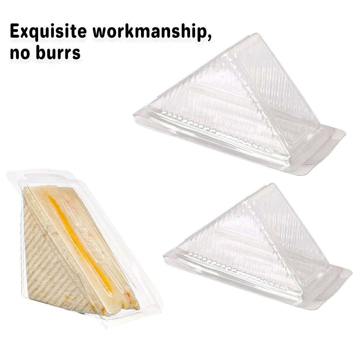 100pcs Transparent Triangle Plastic Sandwich Boxes
