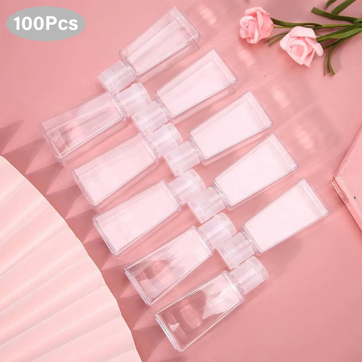 100pcs 30ml 60ml Trapezoidal Clear Refillable Cosmetic Bottles