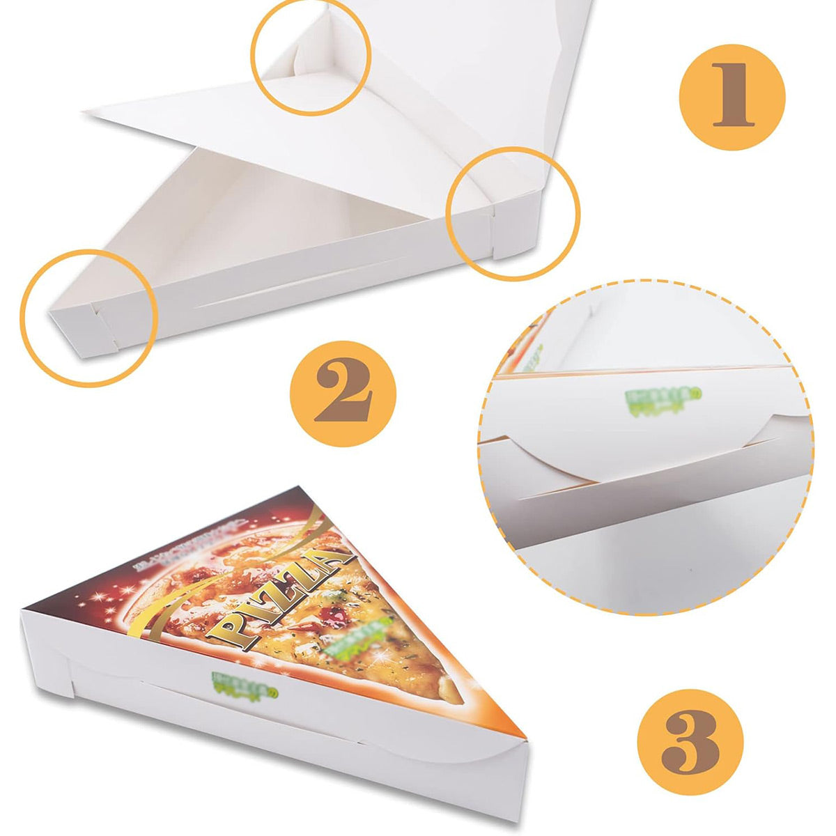 100 Pcs Triangle Pizza Box Food Grade Material Oil Proof Takeaway