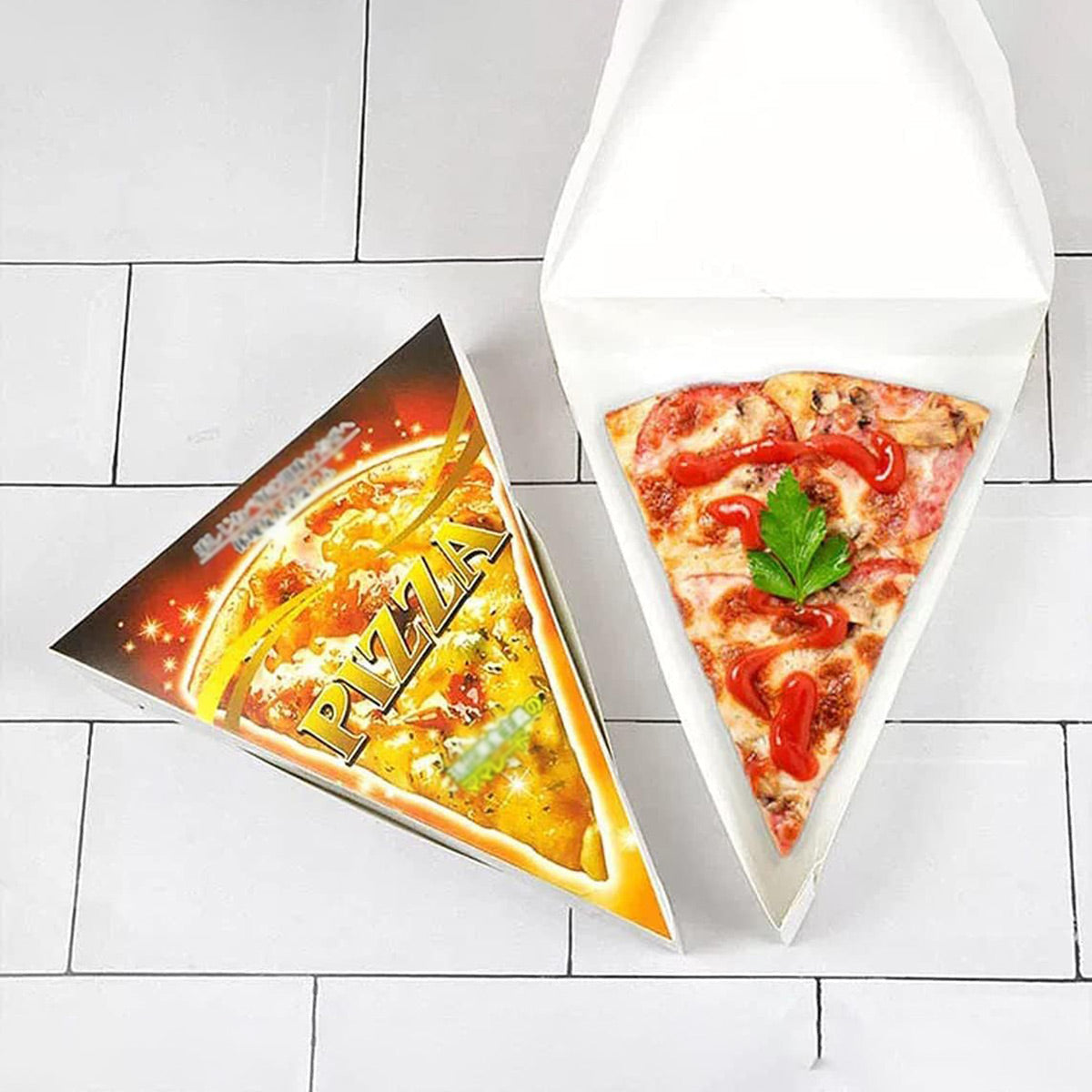 100 Pcs Triangle Pizza Box Food Grade Material Oil Proof Takeaway