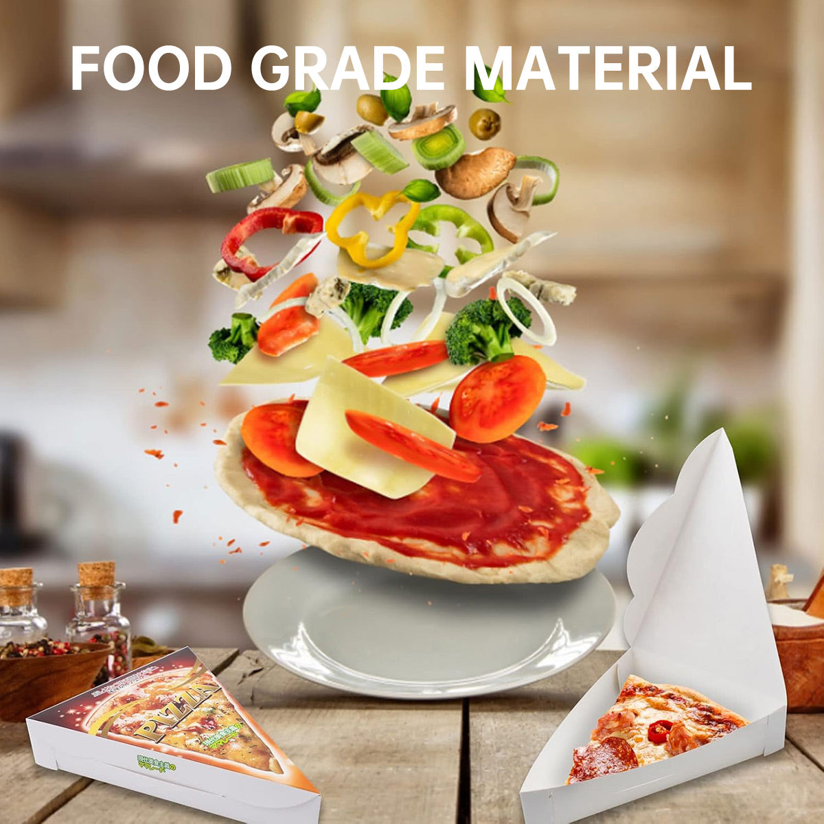 100 Pcs Triangle Pizza Box Food Grade Material Oil Proof Takeaway