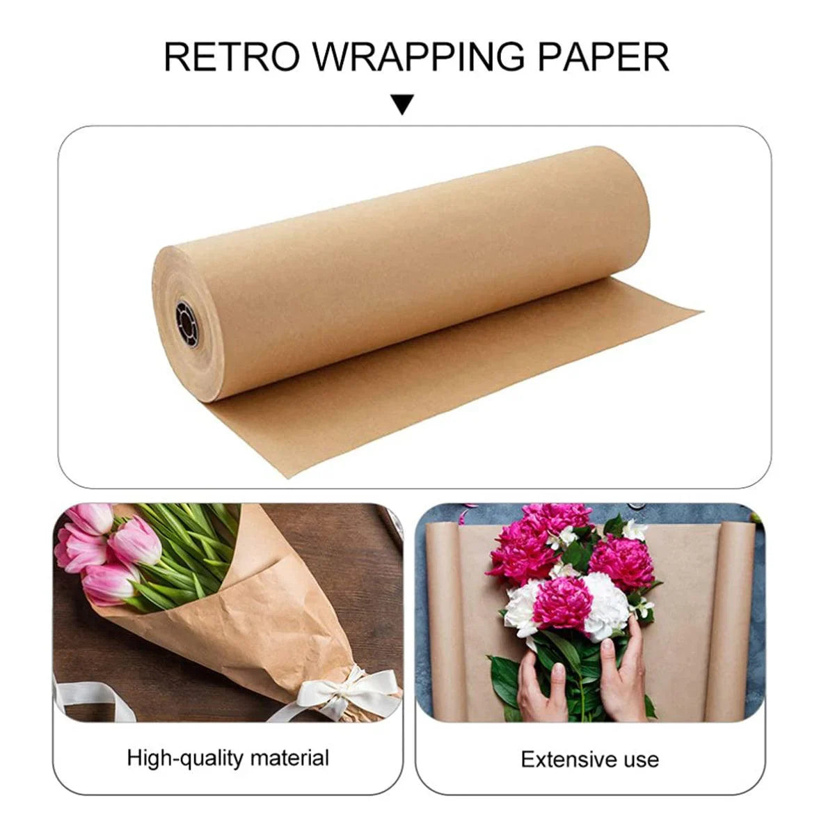 Brown Kraft Paper Rolls Gift Wrapping 5PCS