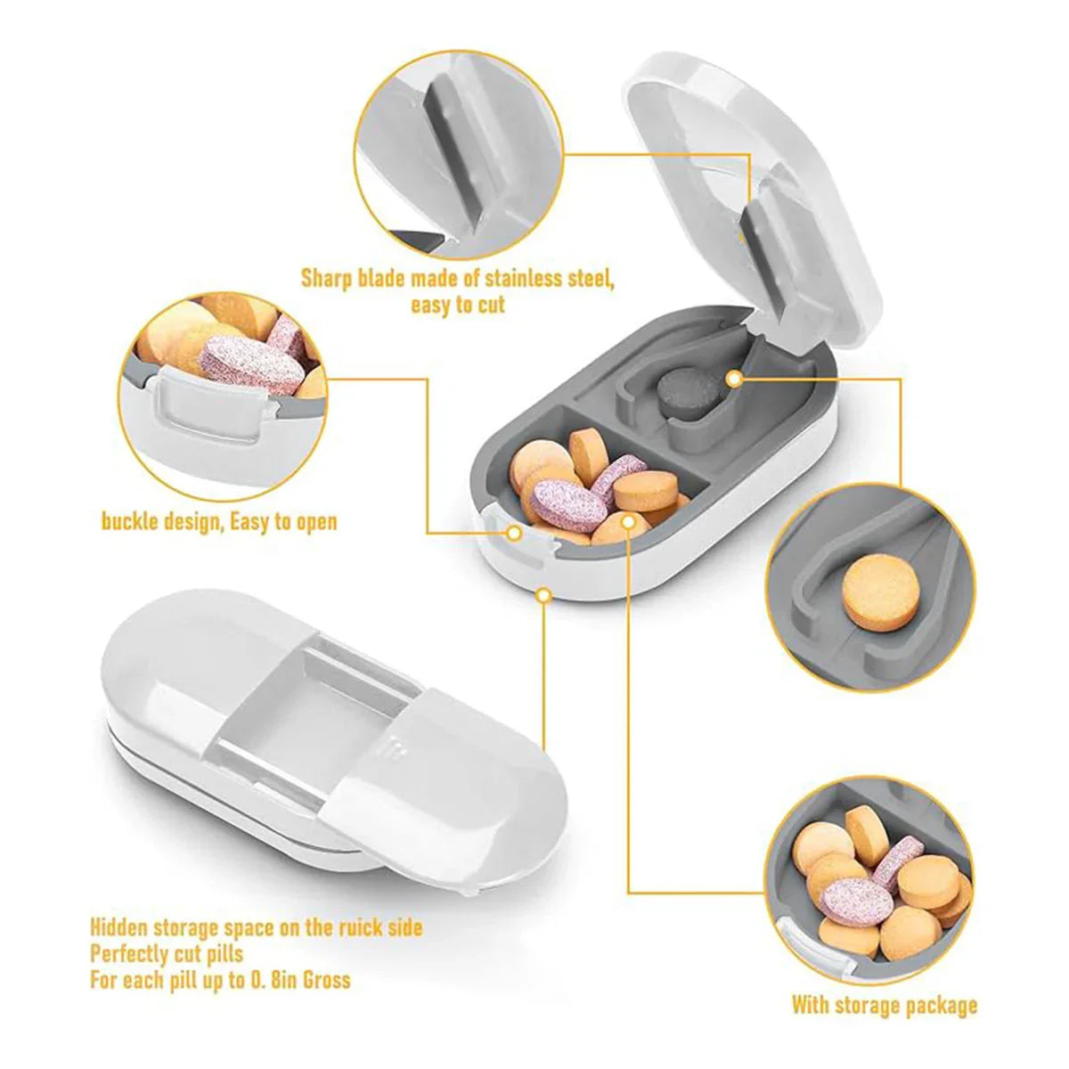 3pcs Tablet Cutter Pill Splitter Portable Medicine Organizer