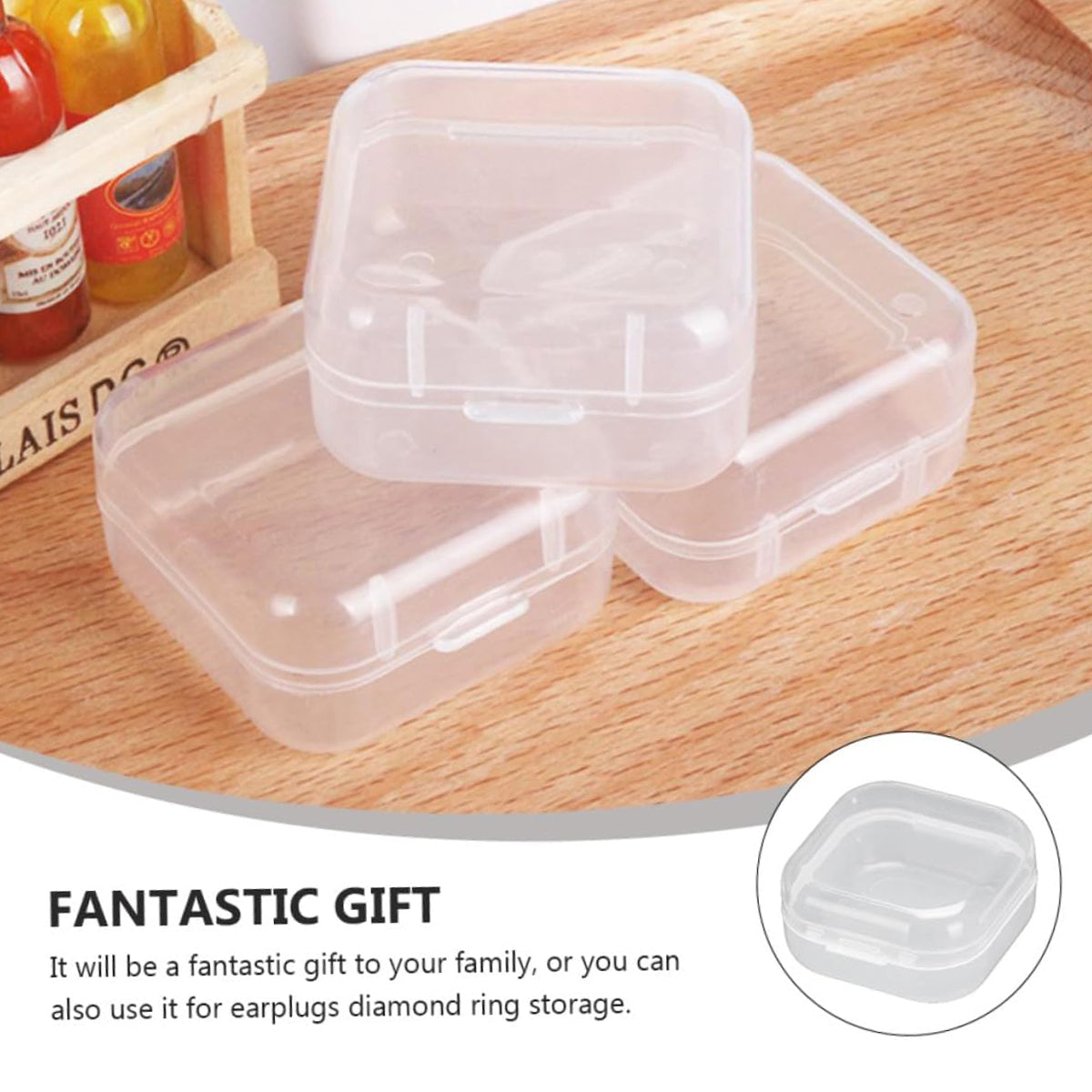 100PCS Clear Square Storage Boxes with Snap Lid for Small Parts Packaging