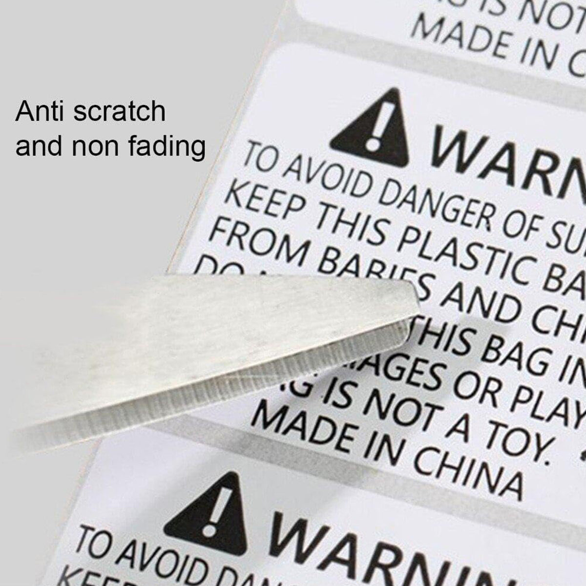 Anti-Choking Warning Labels Water-Based Adhesive Safety Stickers
