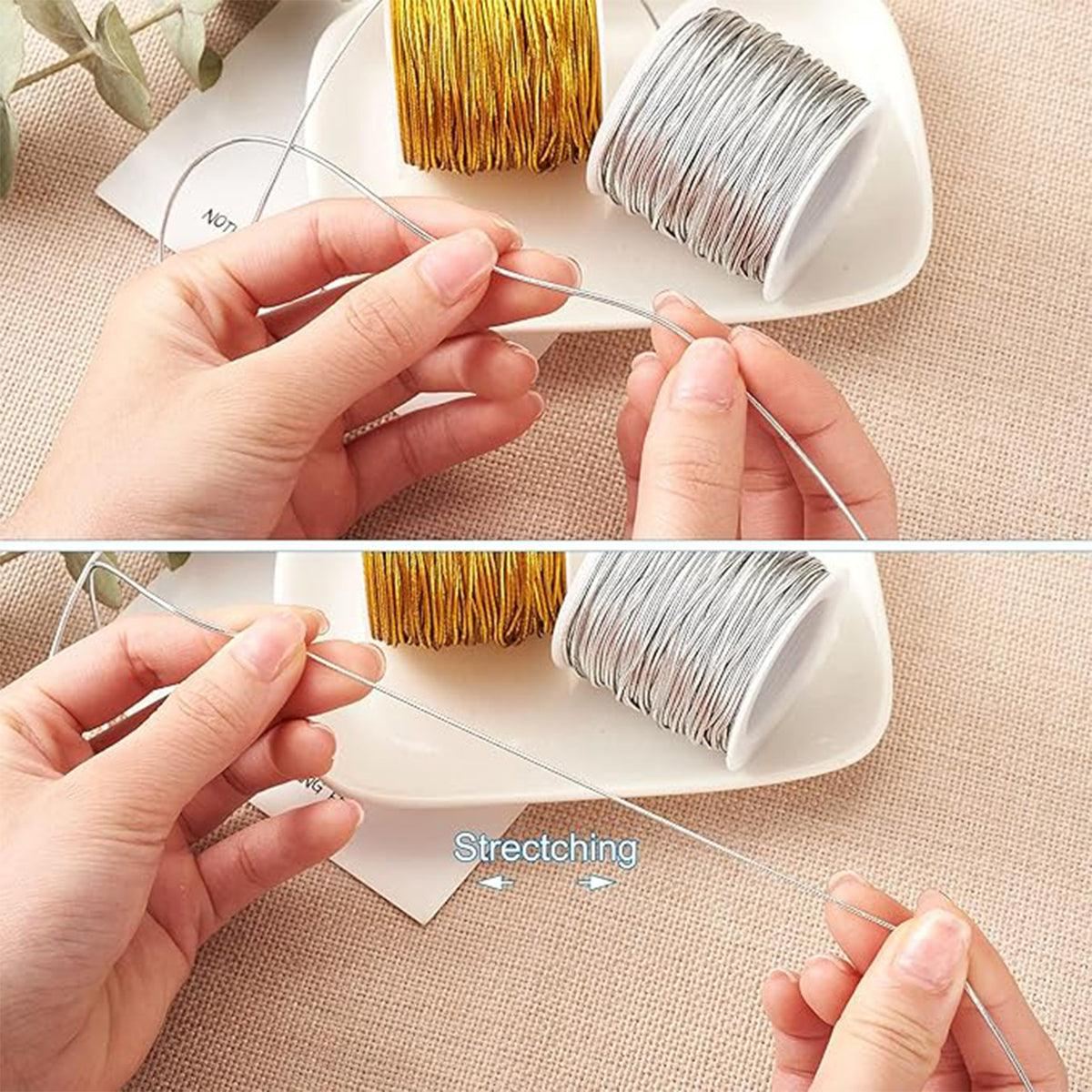 Elastic Rope Cord Gold Silver Stretch String 10PCS