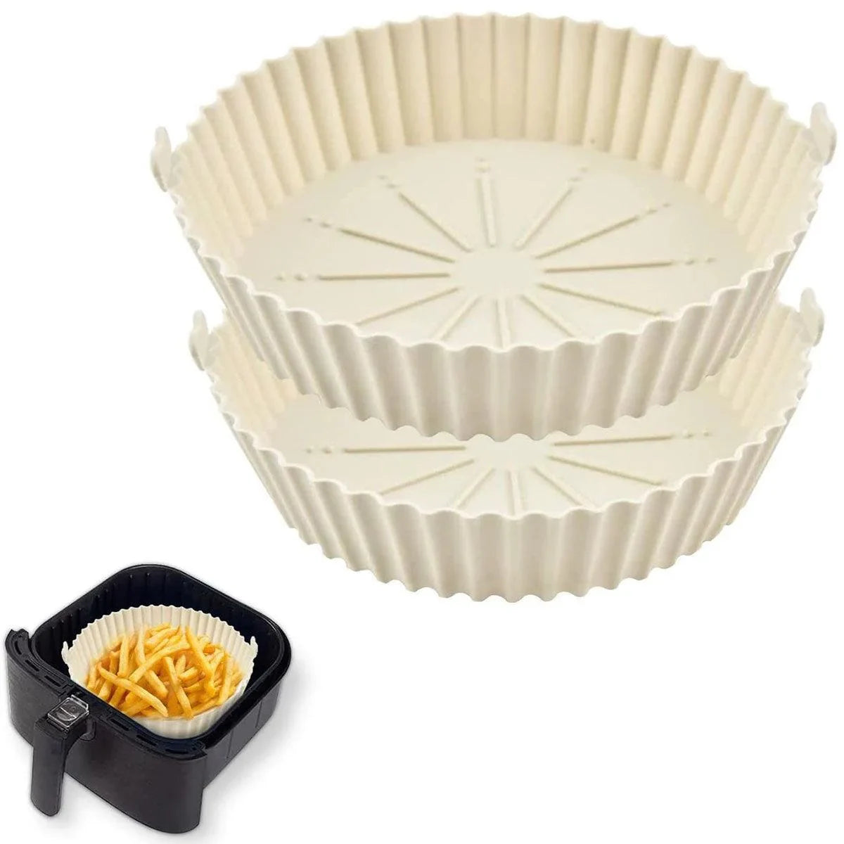 Round Silicone Air Fryer Baking Pan Tray 2PCS