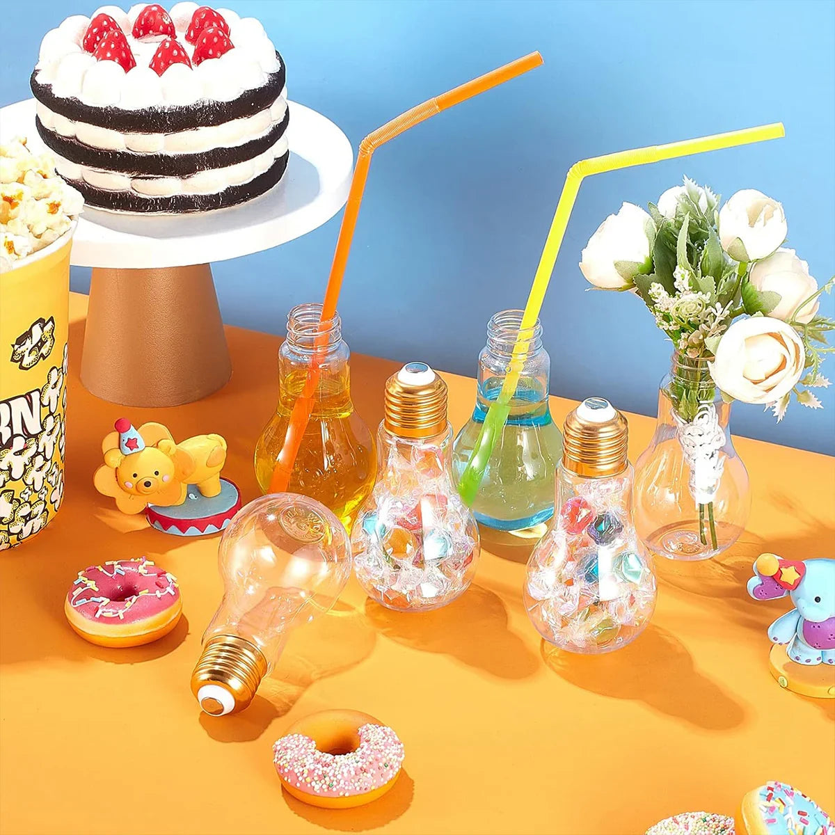 50pcs 100ml Transparent Bulb Bottles Plastic Candy Jars