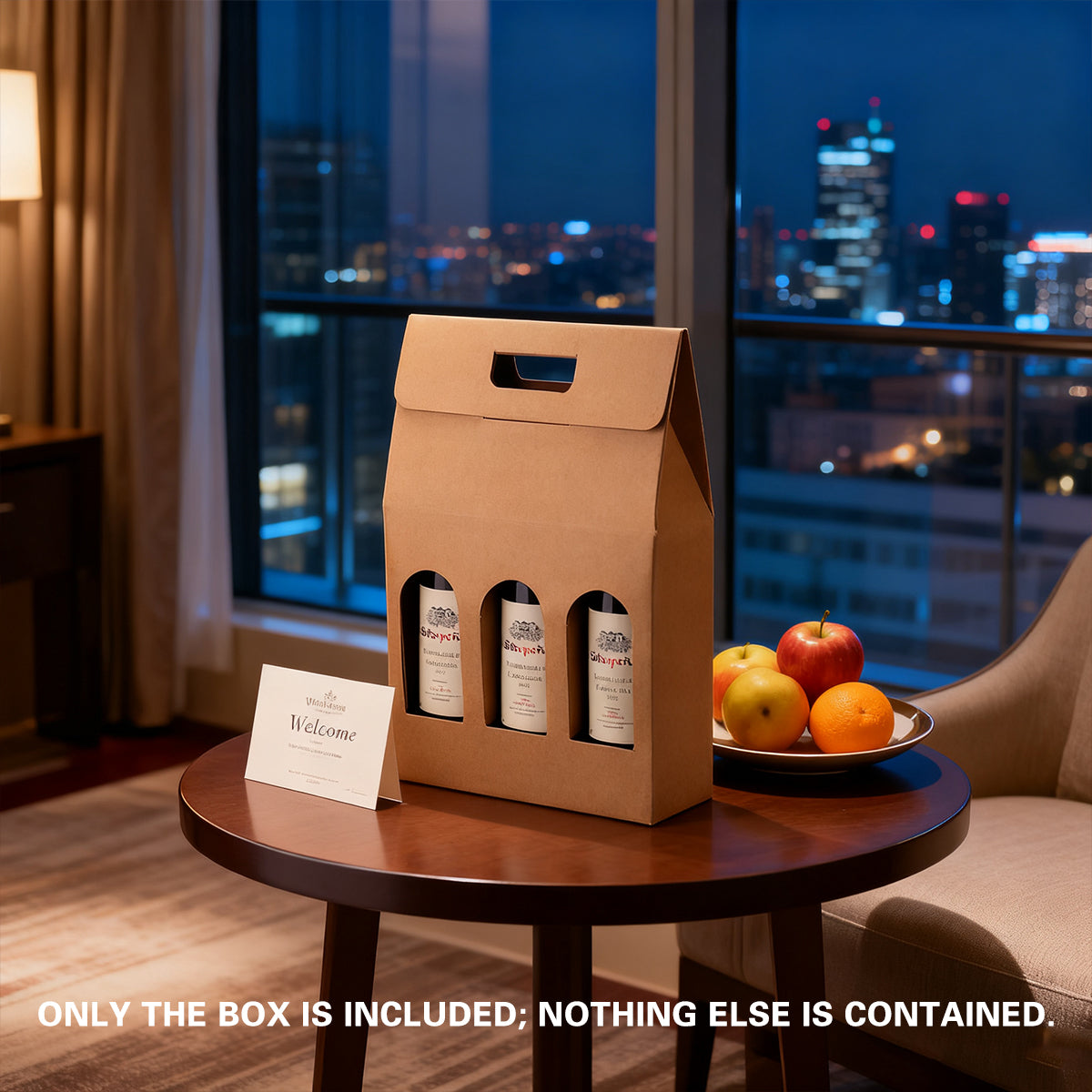 5PCS 3 Bottle Kraft Paper Wine Gift Boxes with Handle Packaging