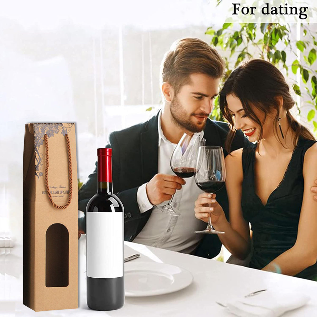 10PCS Wine Paper Bags Brown Kraft Single/Double Bottle Carrier