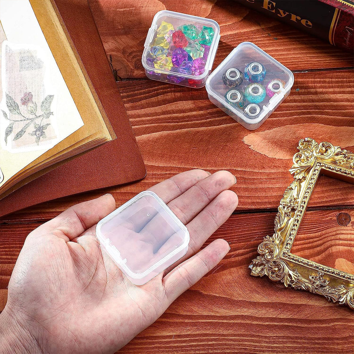 100PCS Clear Square Storage Boxes with Snap Lid for Small Parts Packaging