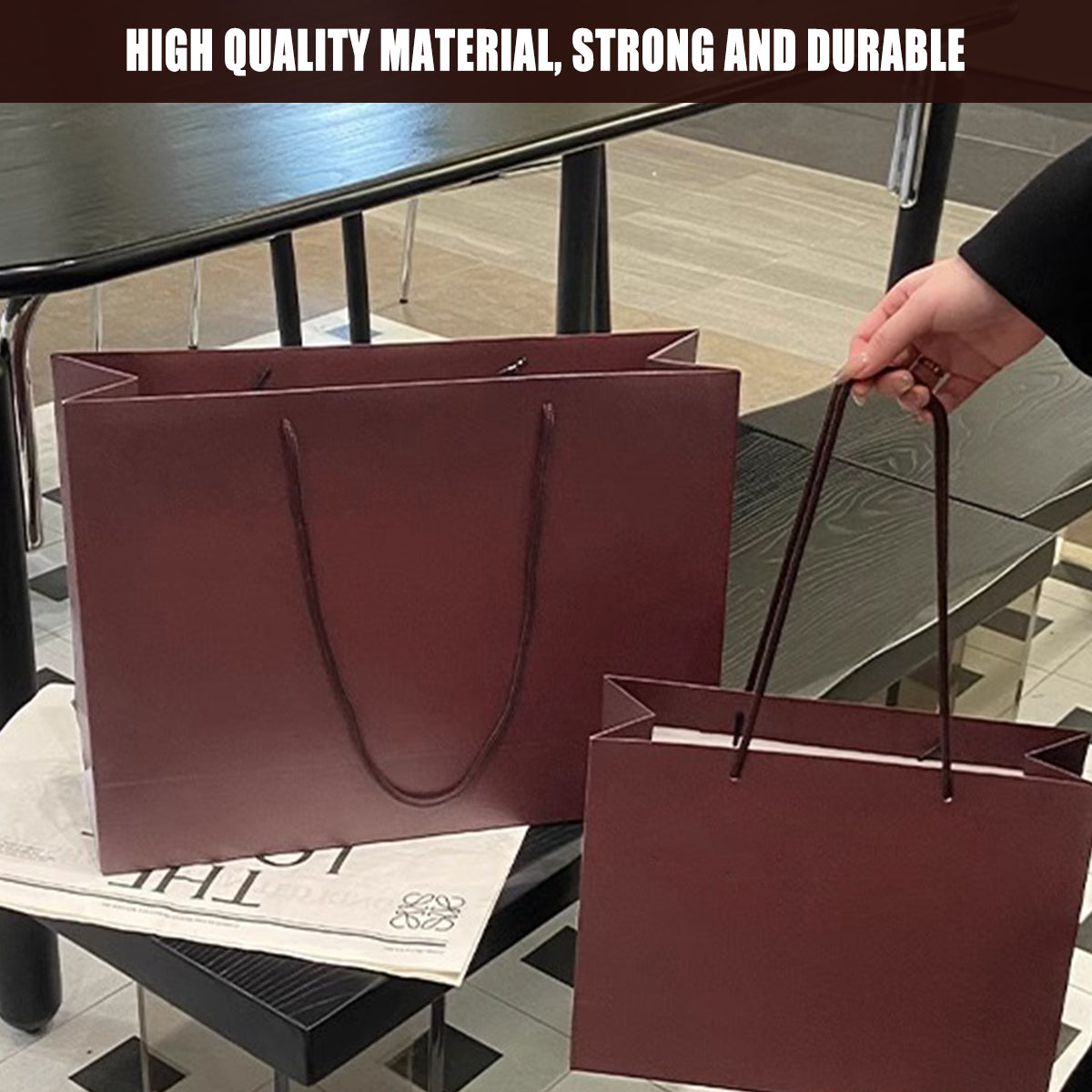 10PCS Clothing Gift Bags Durable Kraft Paper Shopping & Packaging