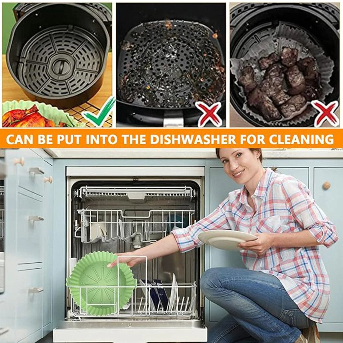 Round Silicone Air Fryer Baking Pan Tray 2PCS