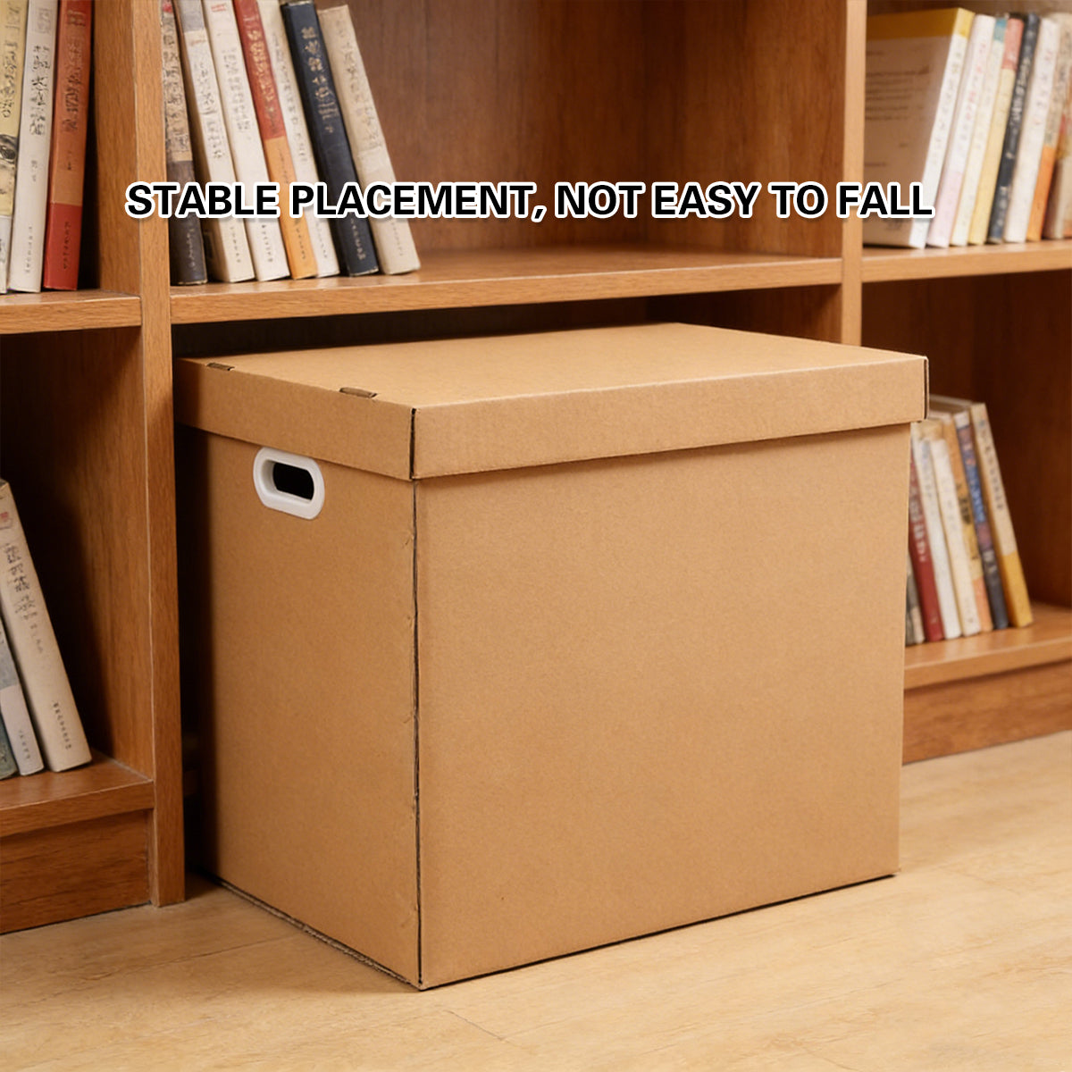 80L Kraft Paper Storage Boxes with Lid Stackable 5PCS