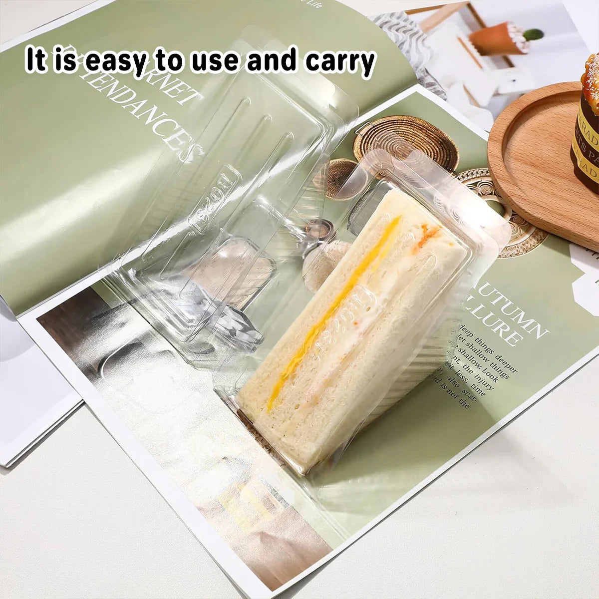 100pcs Transparent Triangle Plastic Sandwich Boxes