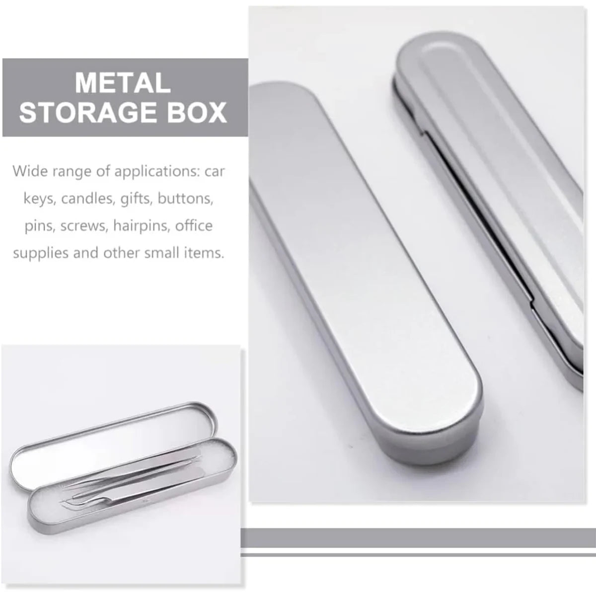20pcs Metal Pencil Box Tin Storage Case Organizer