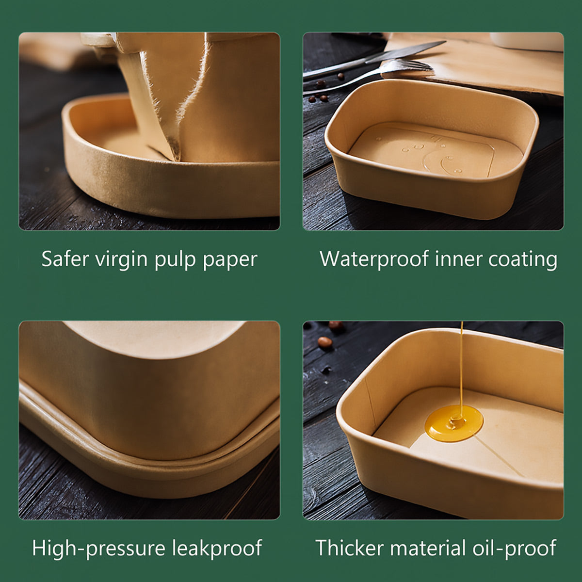 50PCS Takeaway Lunch Boxes With Lids Leakproof Food Grade