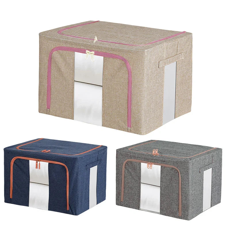 Linen Large Capacity Foldable Storage Box Organizer 3 Colors 1 PCS