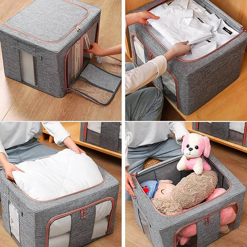 Linen Large Capacity Foldable Storage Box Organizer 3 Colors 1 PCS