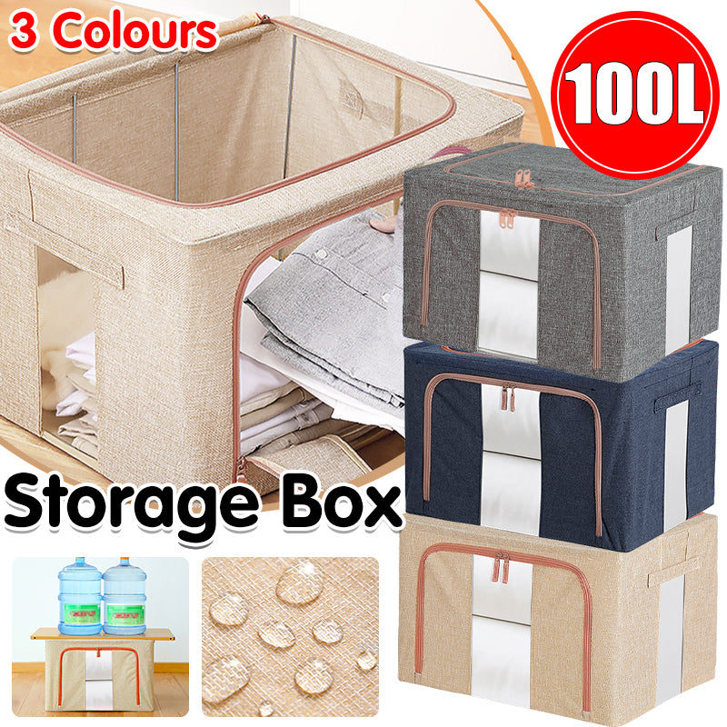 Linen Large Capacity Foldable Storage Box Organizer 3 Colors 1 PCS